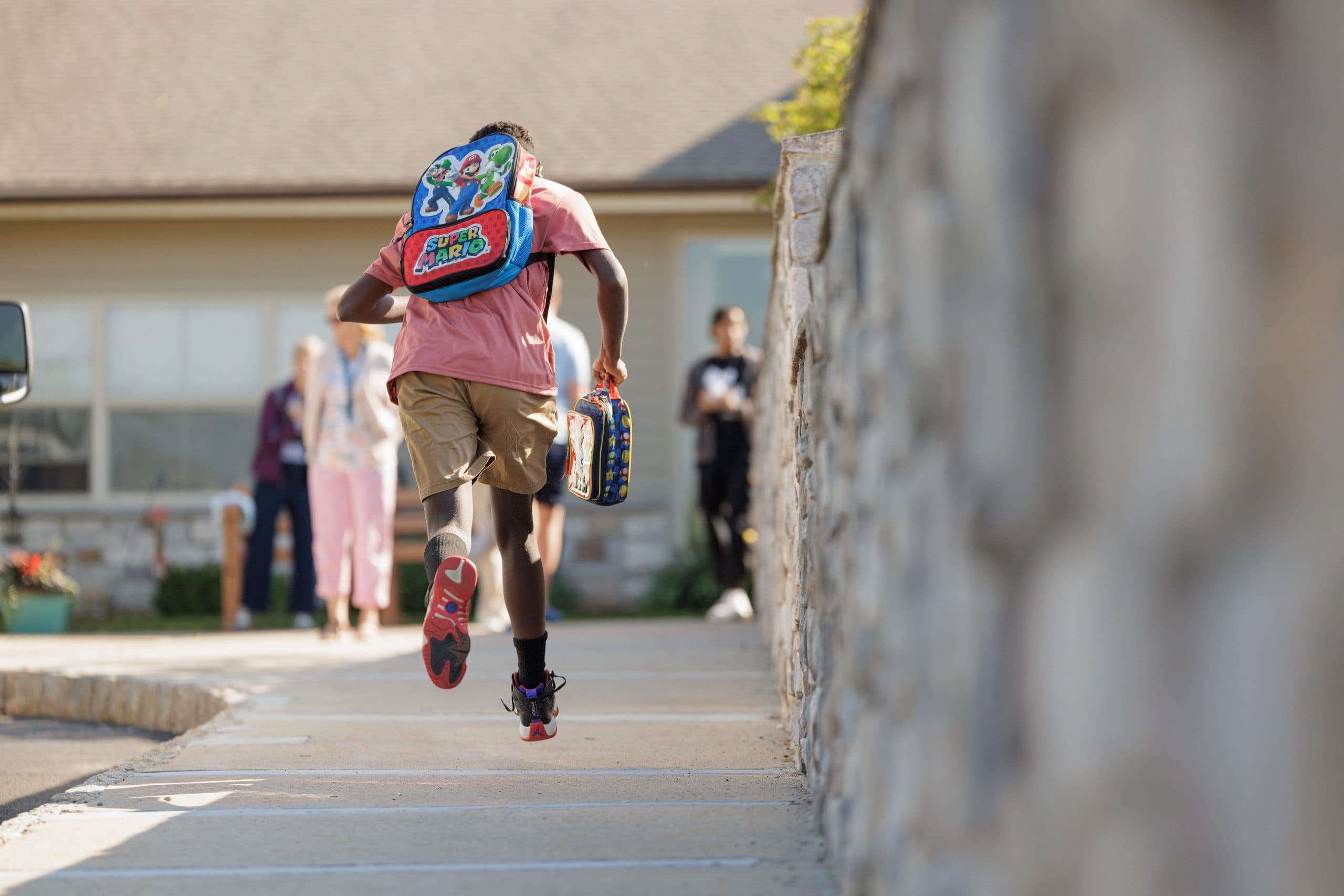Student running outdoors