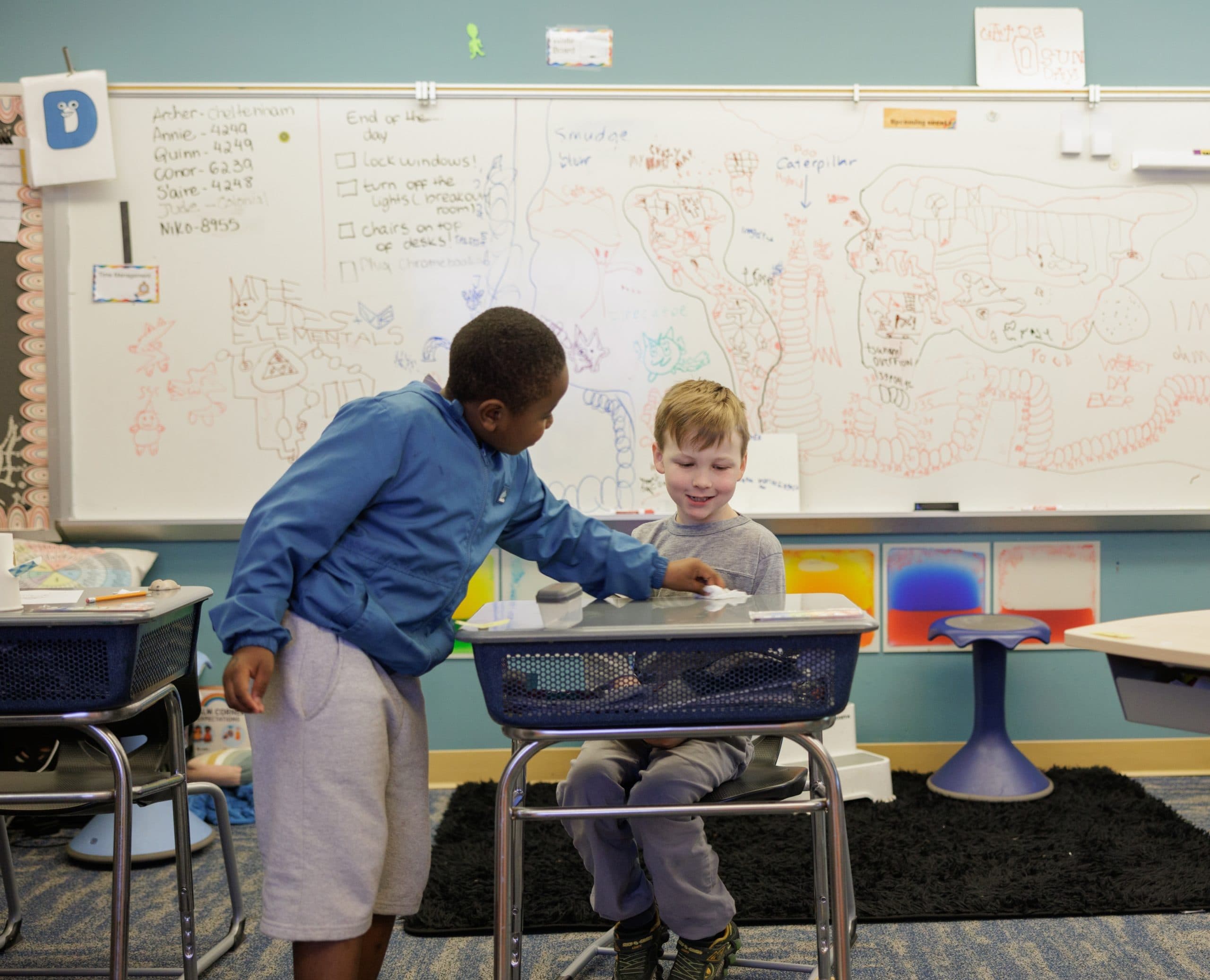 Students working together at a desk