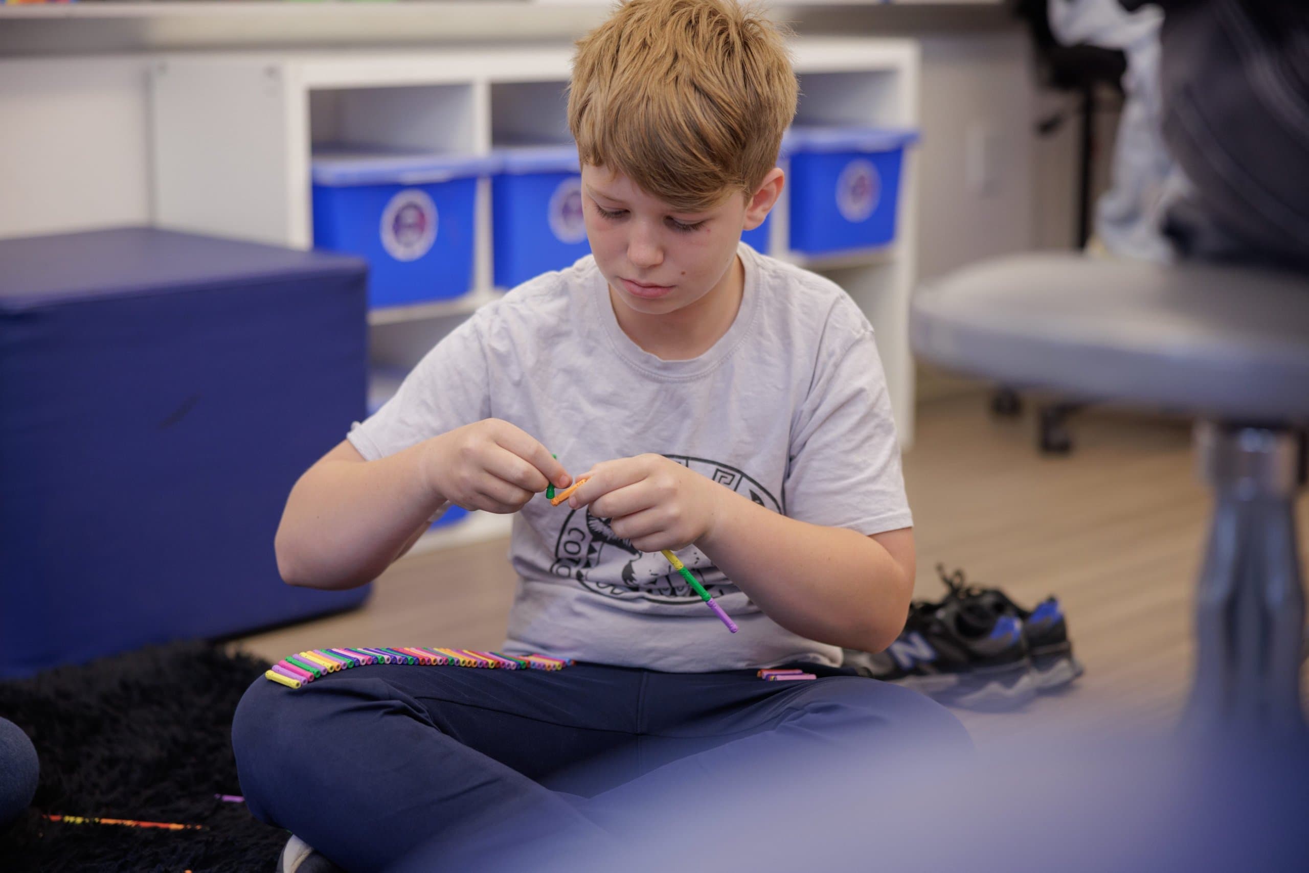Student doing arts and crafts