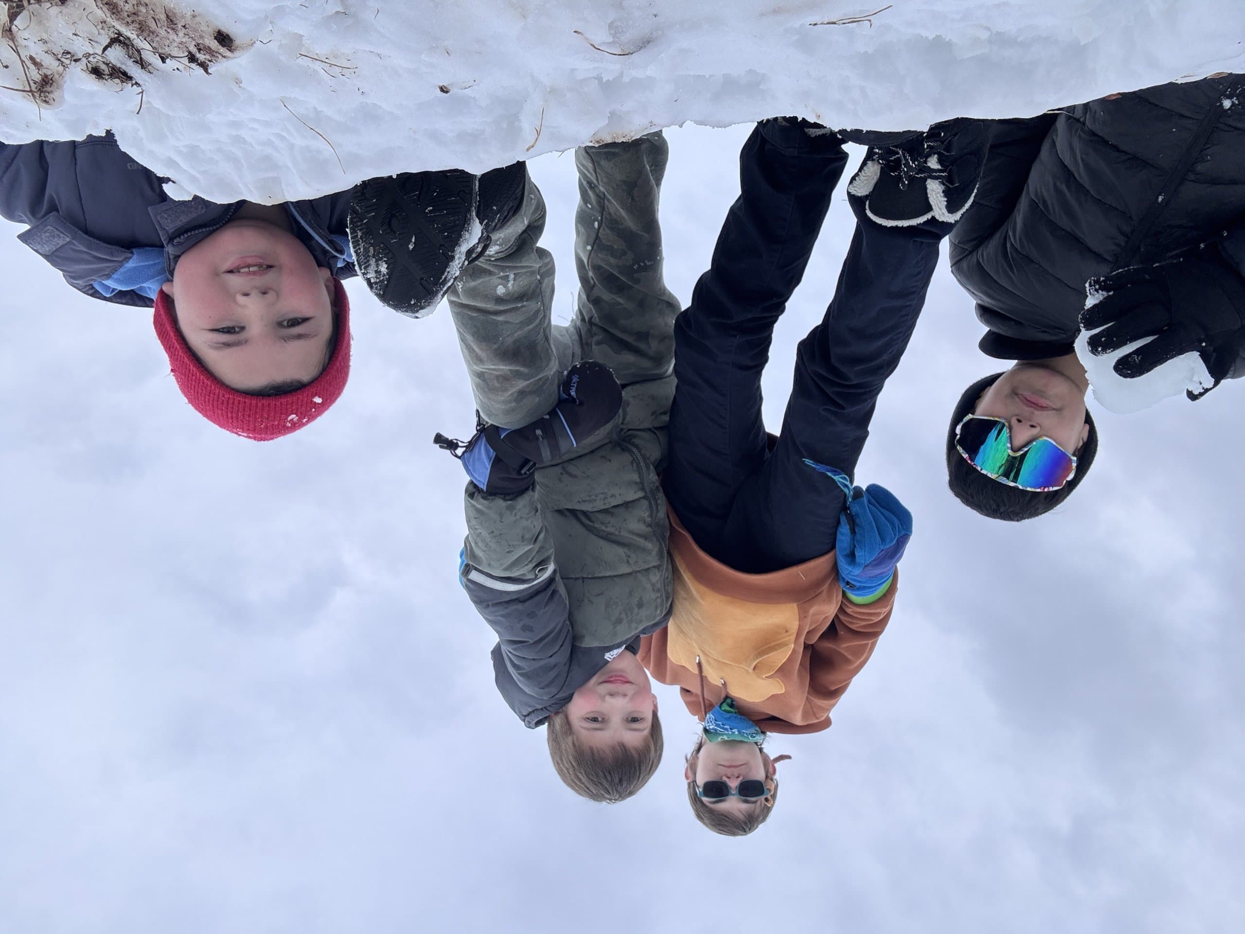 Students playing in the snow