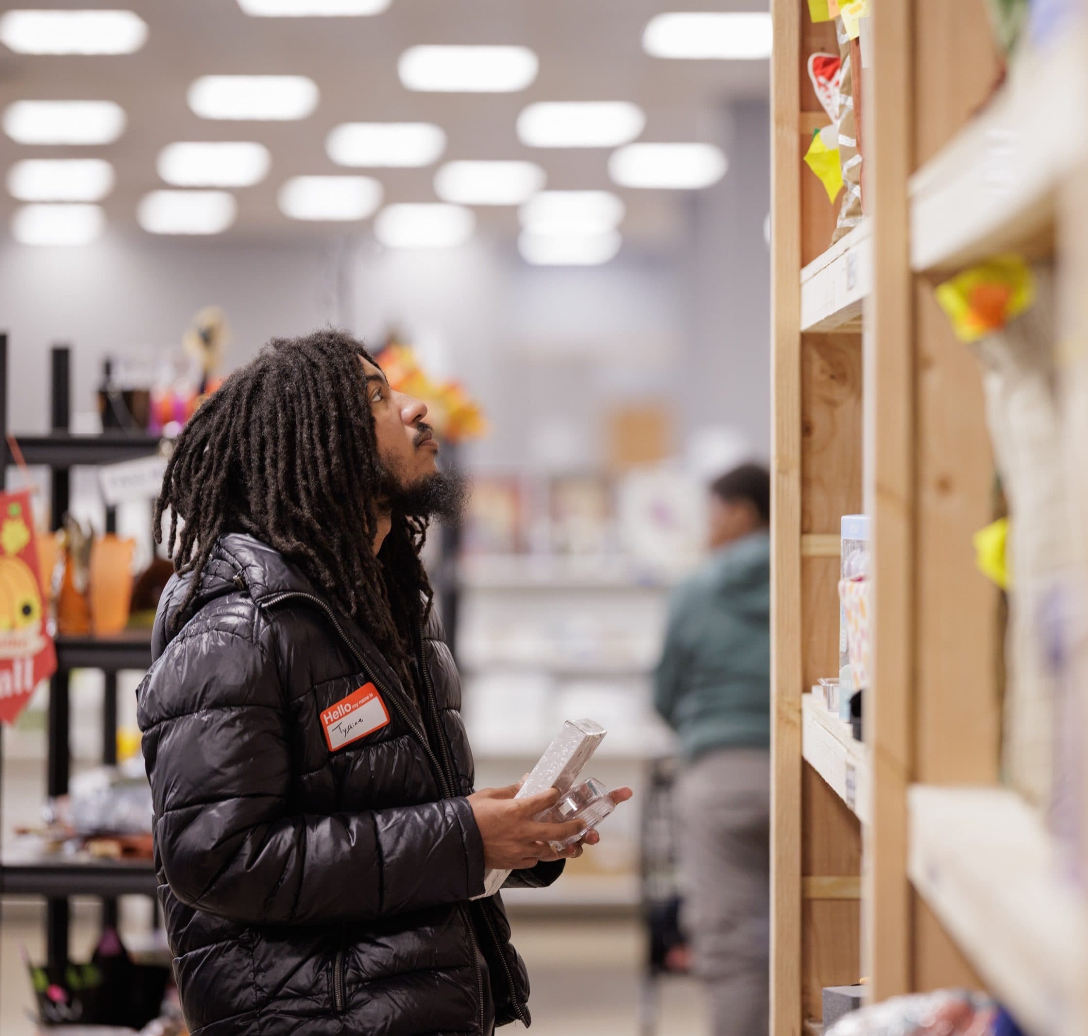 Student browsing shelves