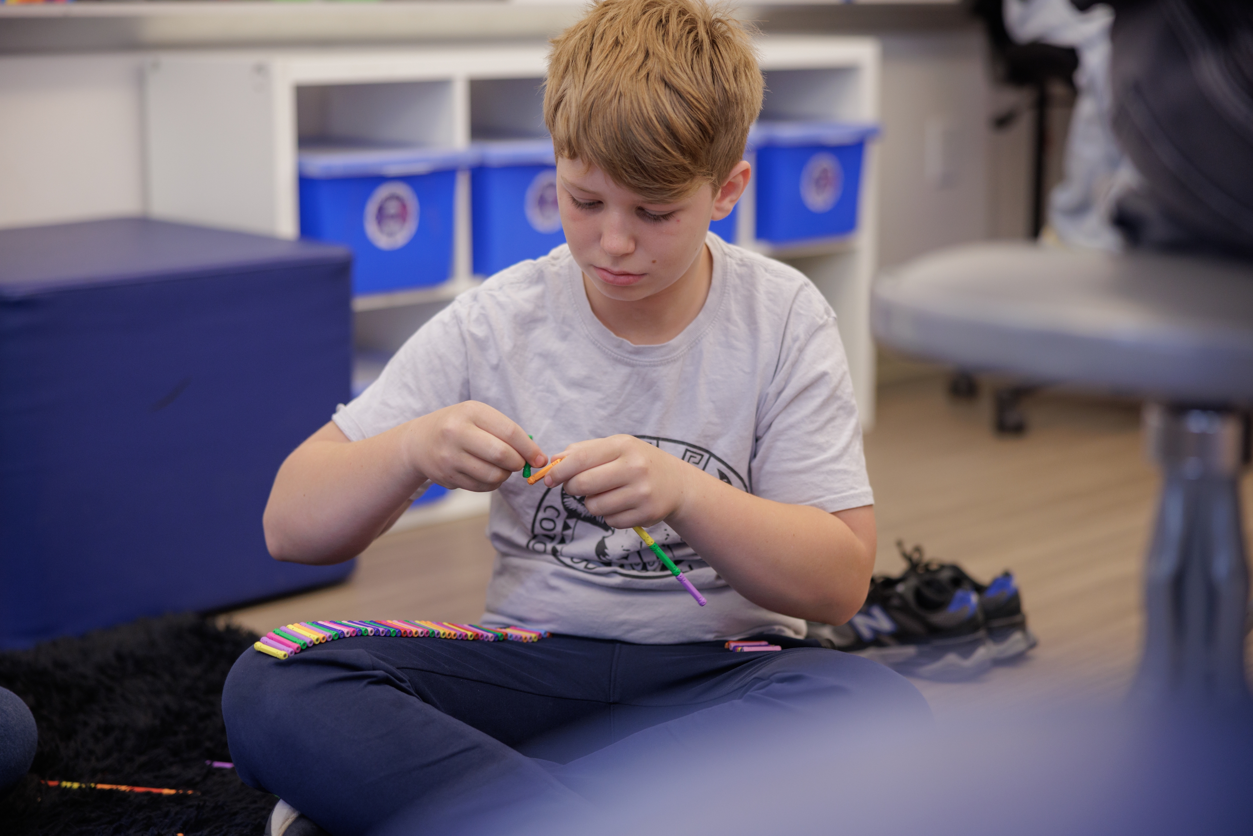 Student doing arts and crafts