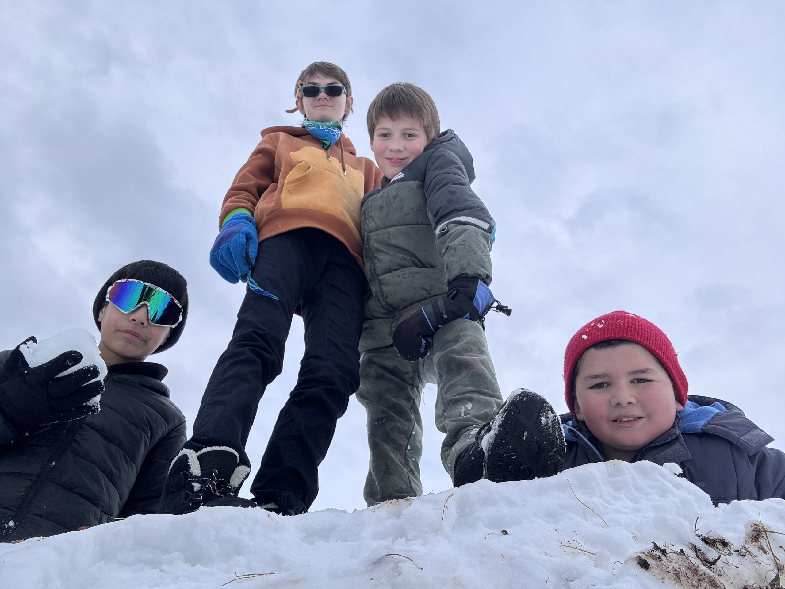 Students playing in the snow
