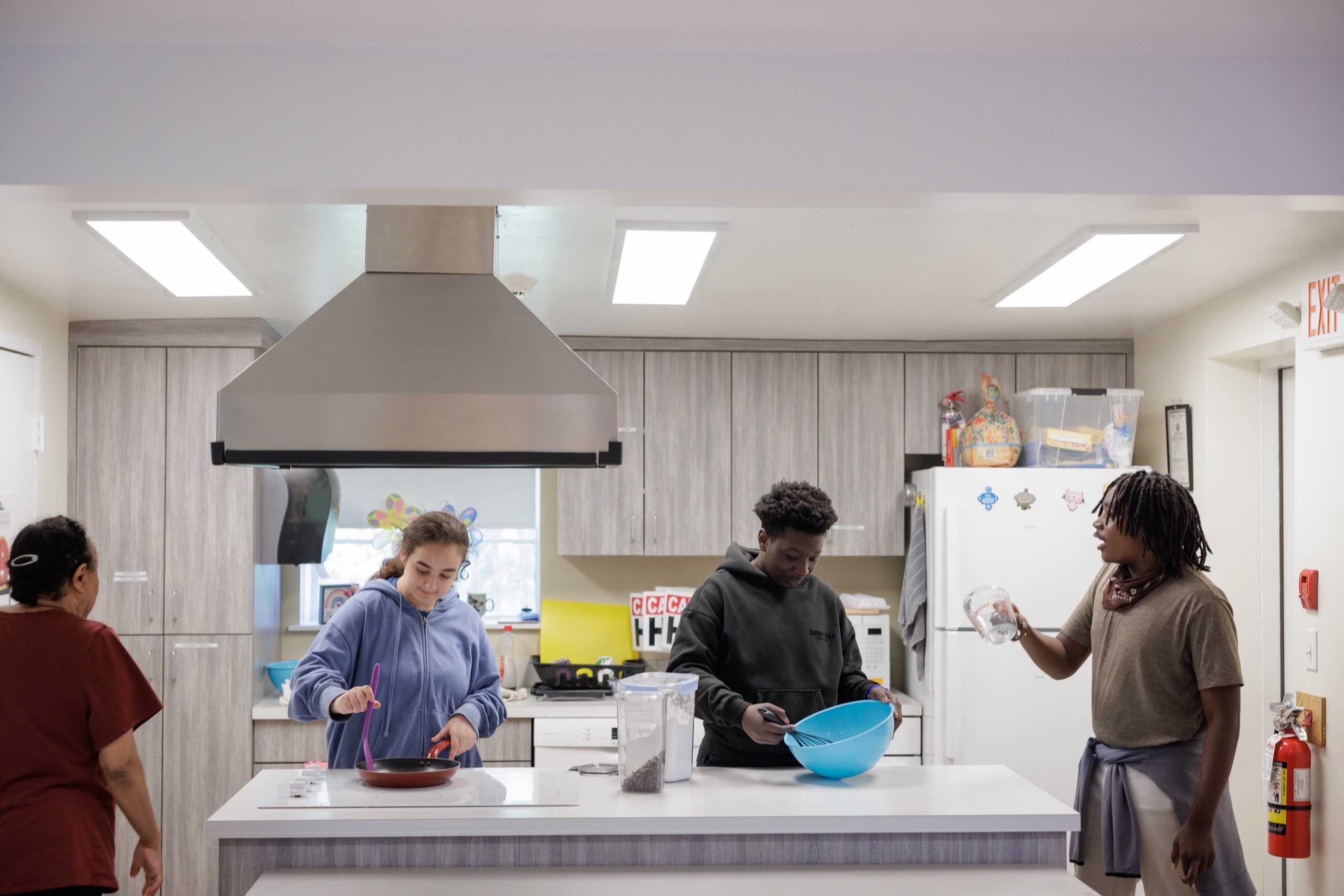 Students working together in the kitchen