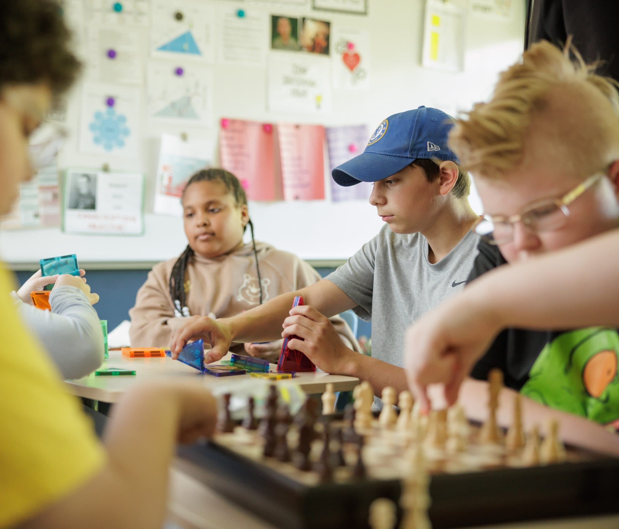 Students playing chess