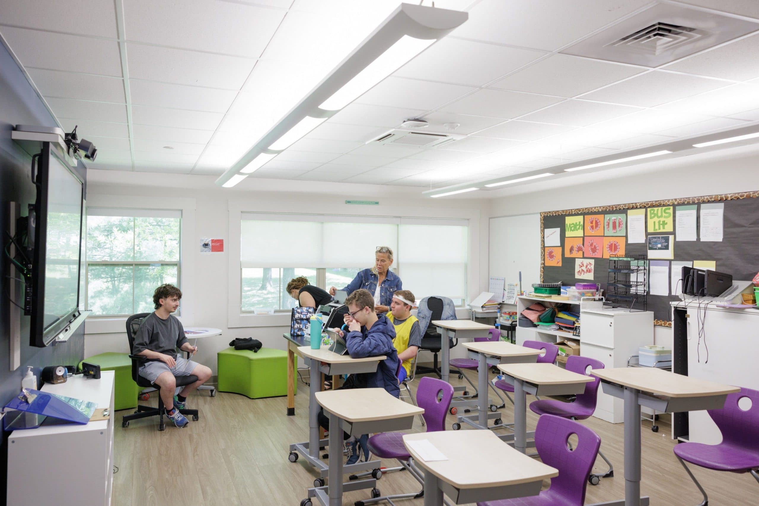 Students working in a classroom
