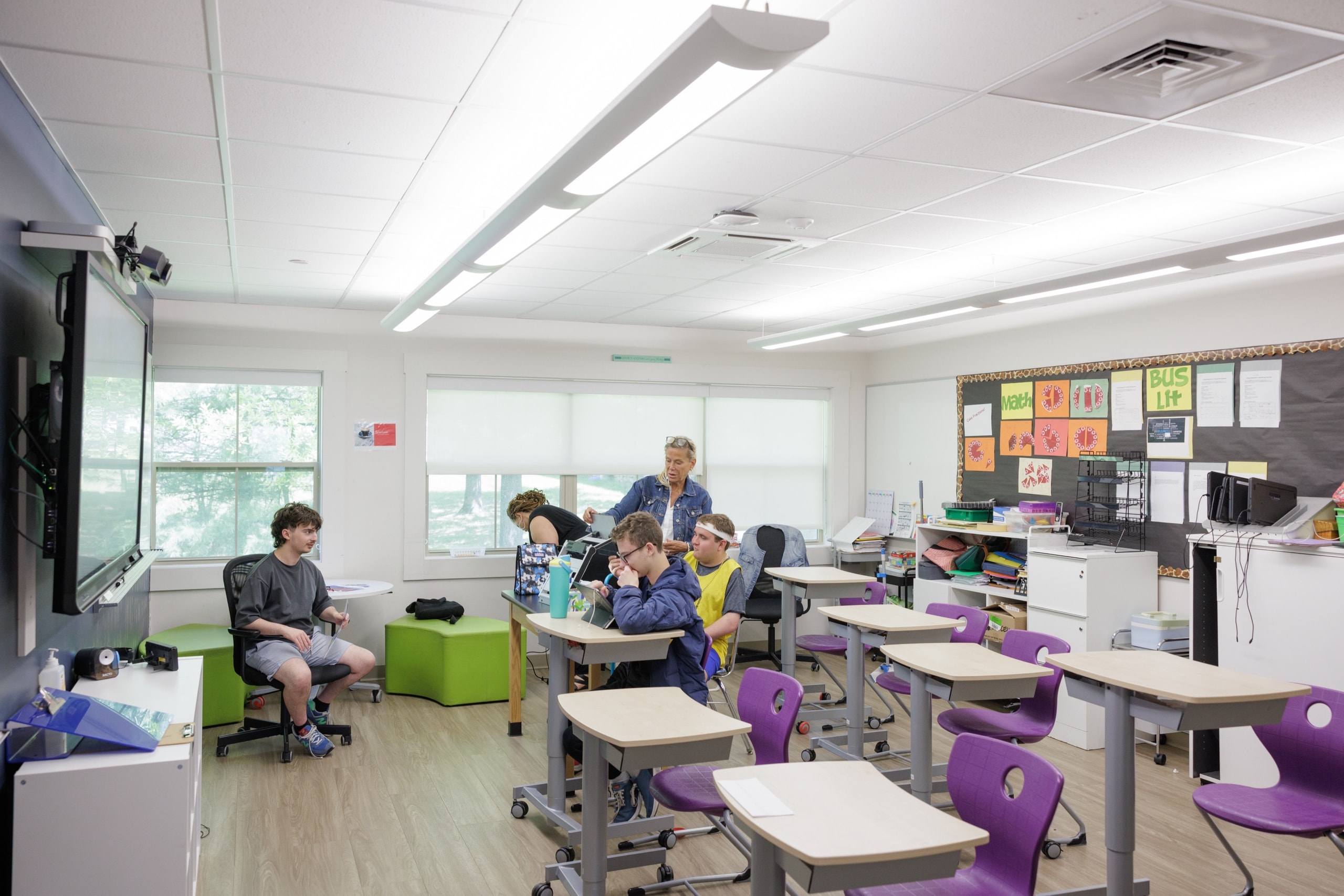 Students working in a classroom