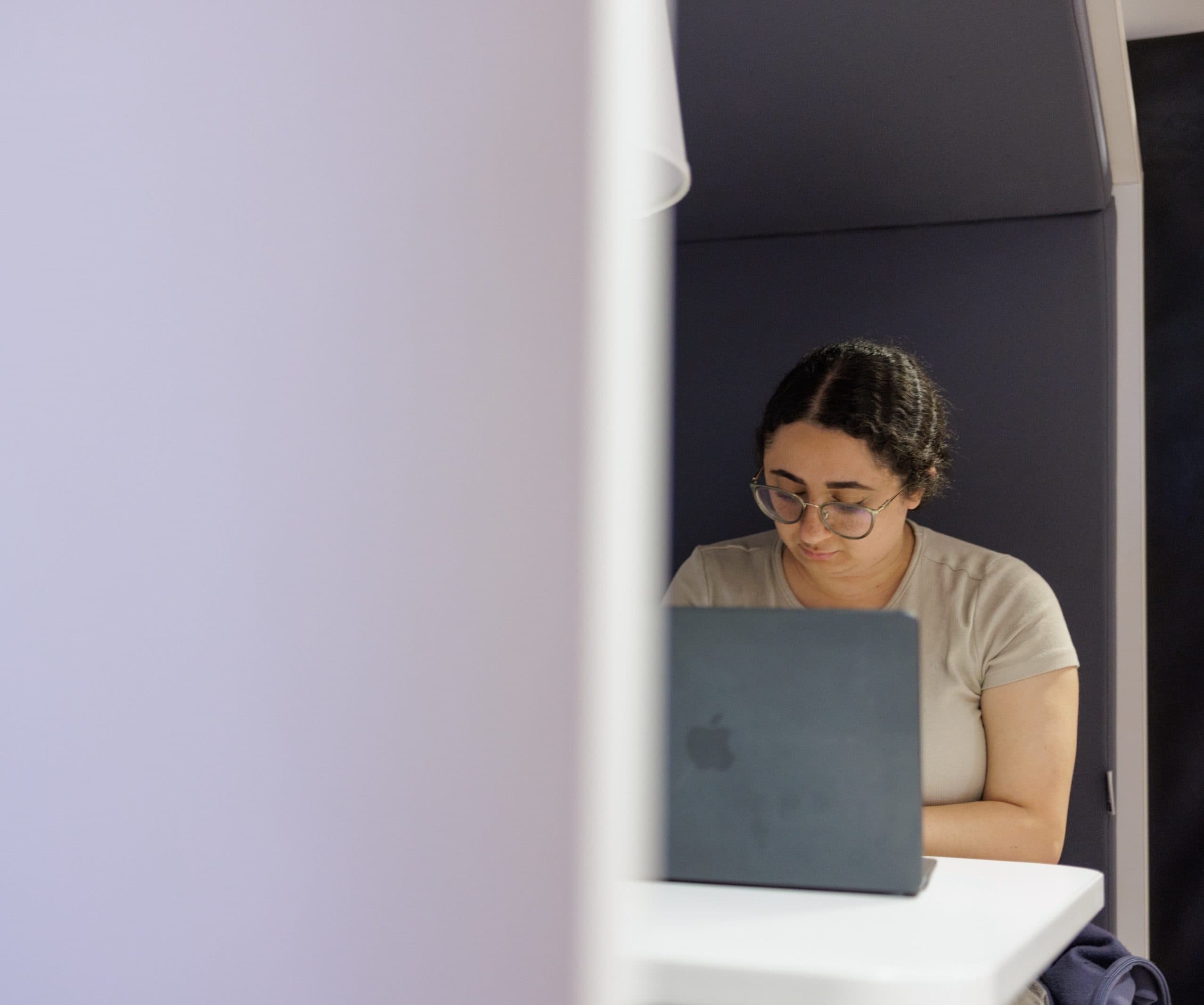 Student studying quietly on a laptop