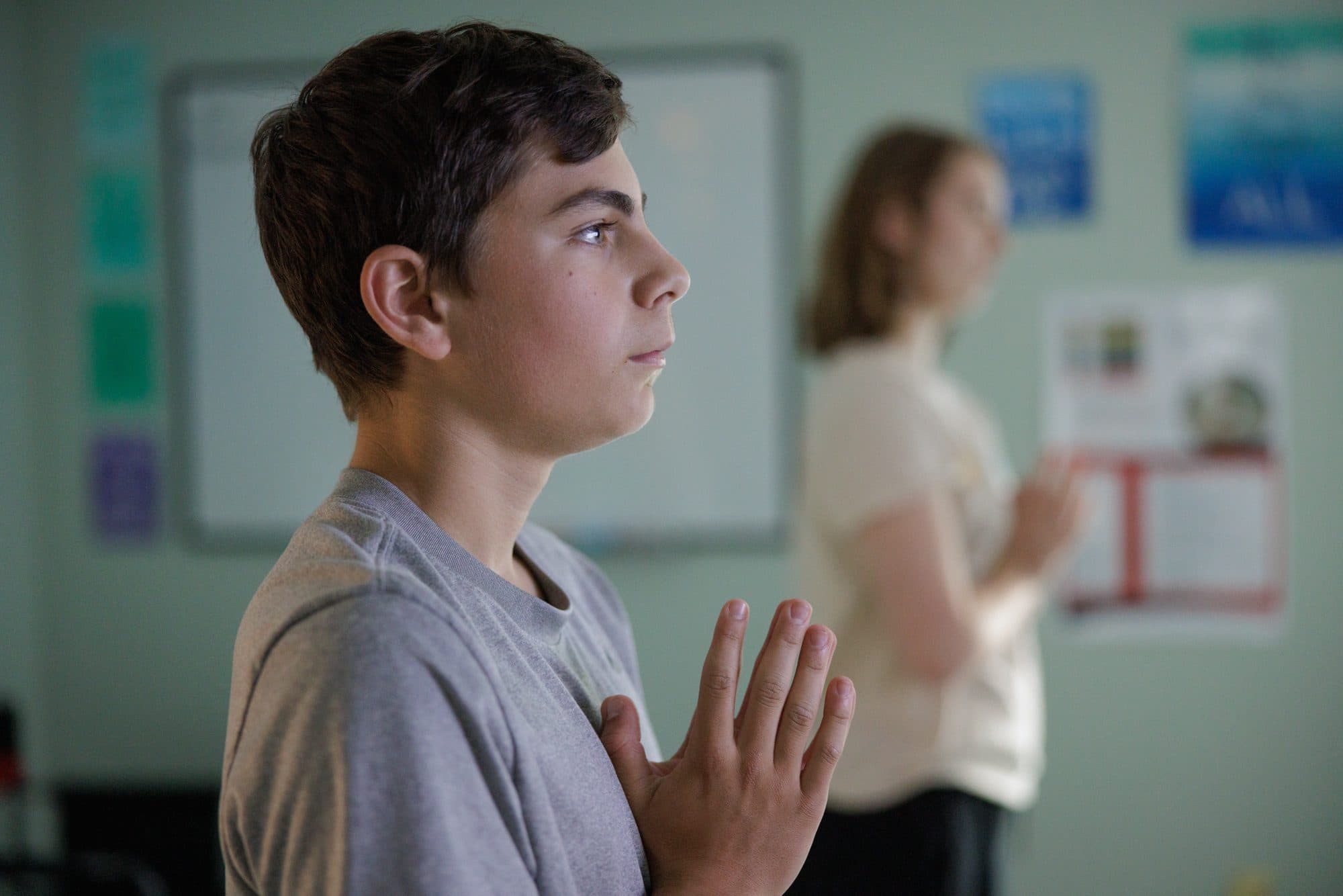 Student practicing mindfulness meditation