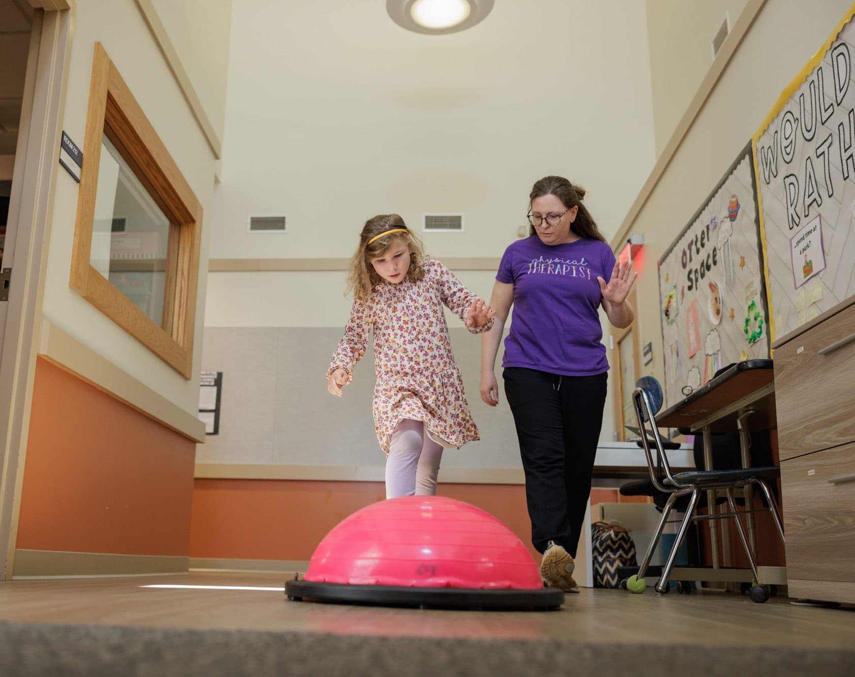 Student doing a balance exercise