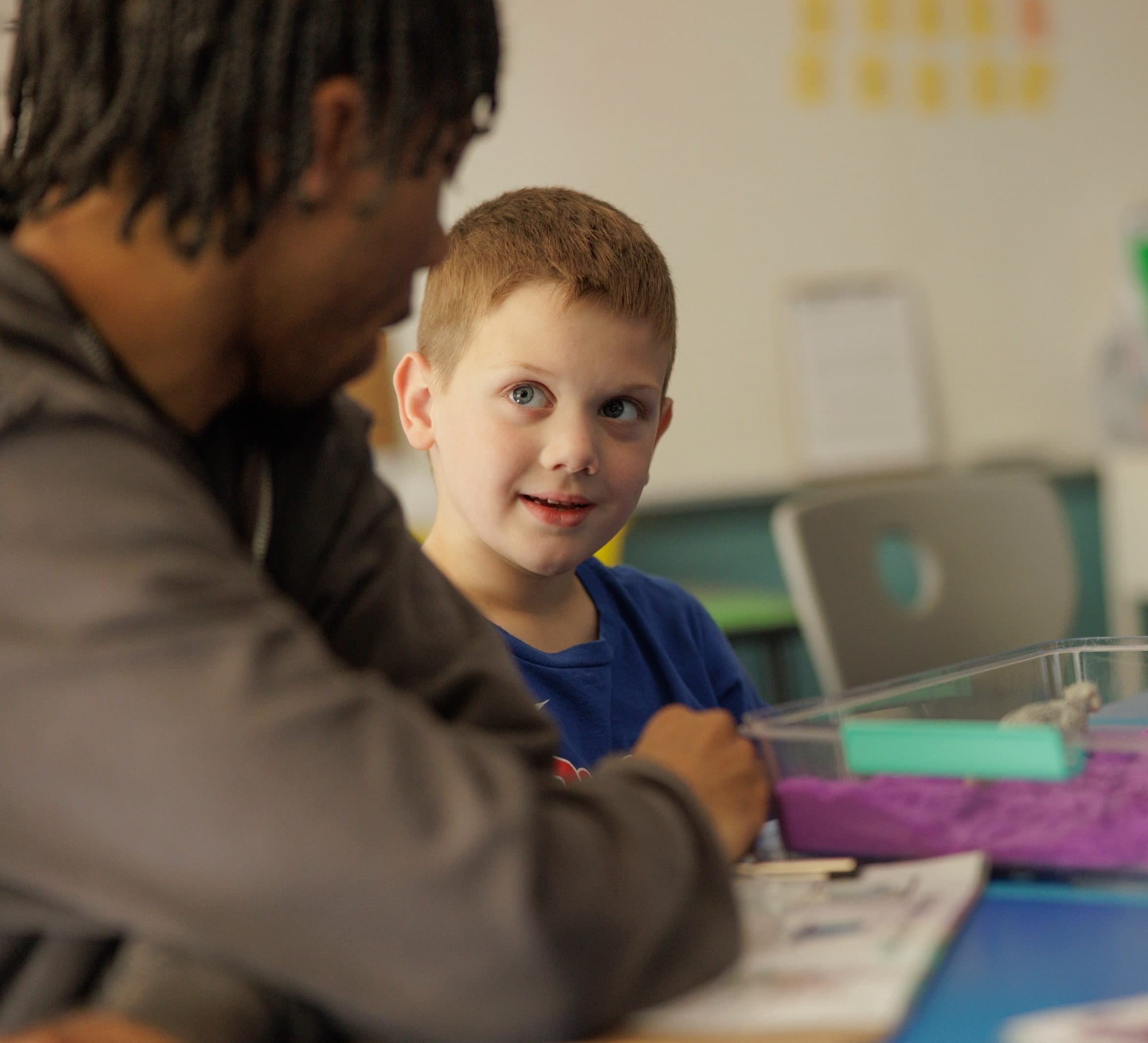 Teacher and student in the sensory classroom