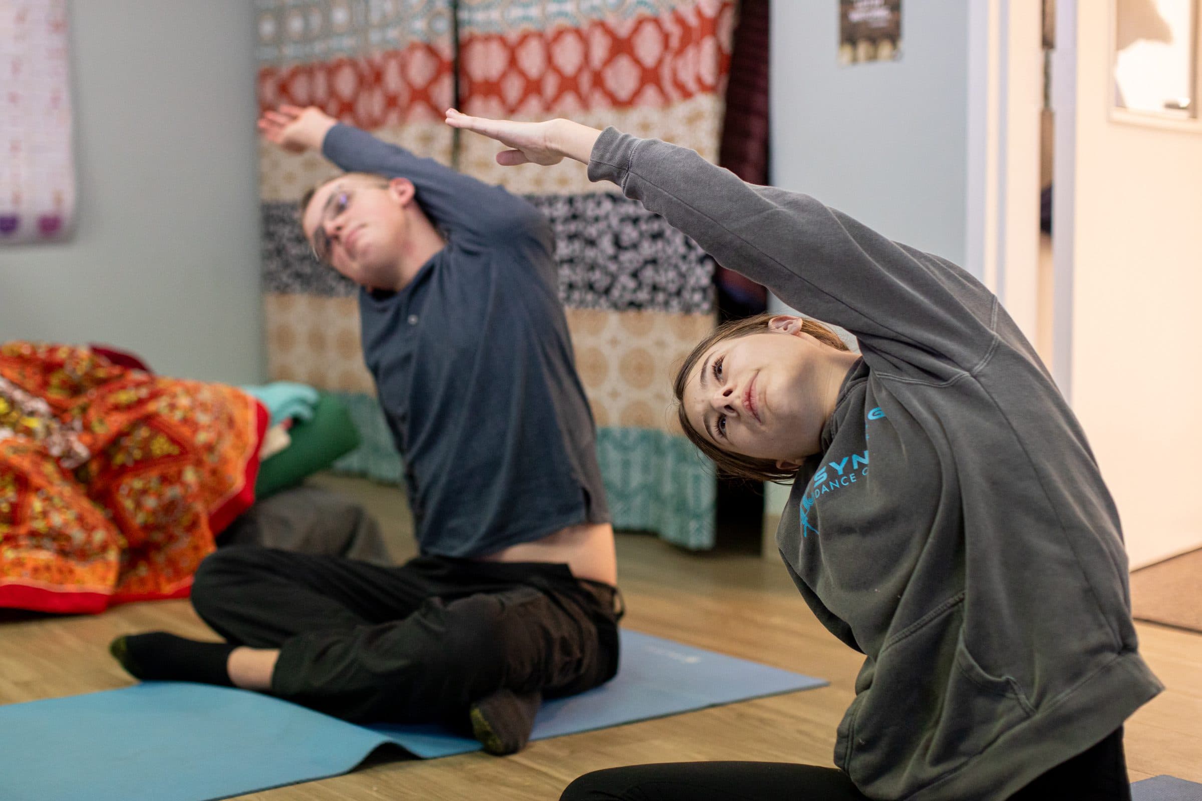 Student stretching during an activity