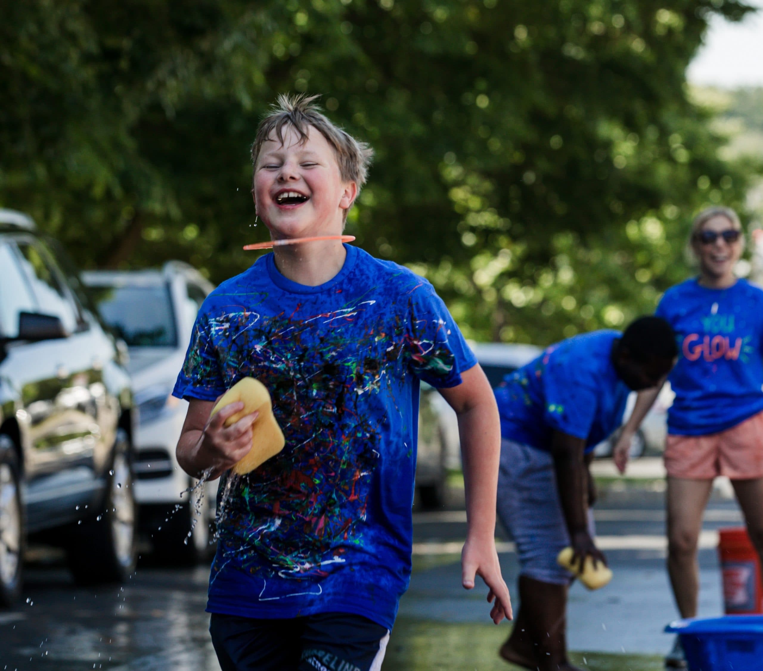 Student laughing during outdoor activity