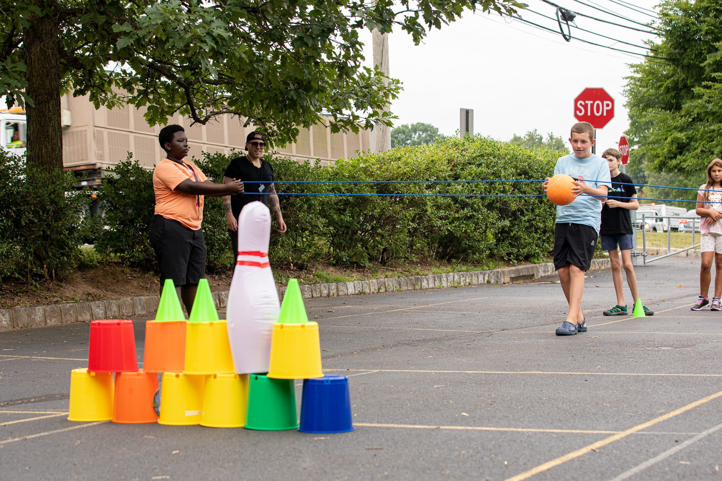 Students playing games outdoors