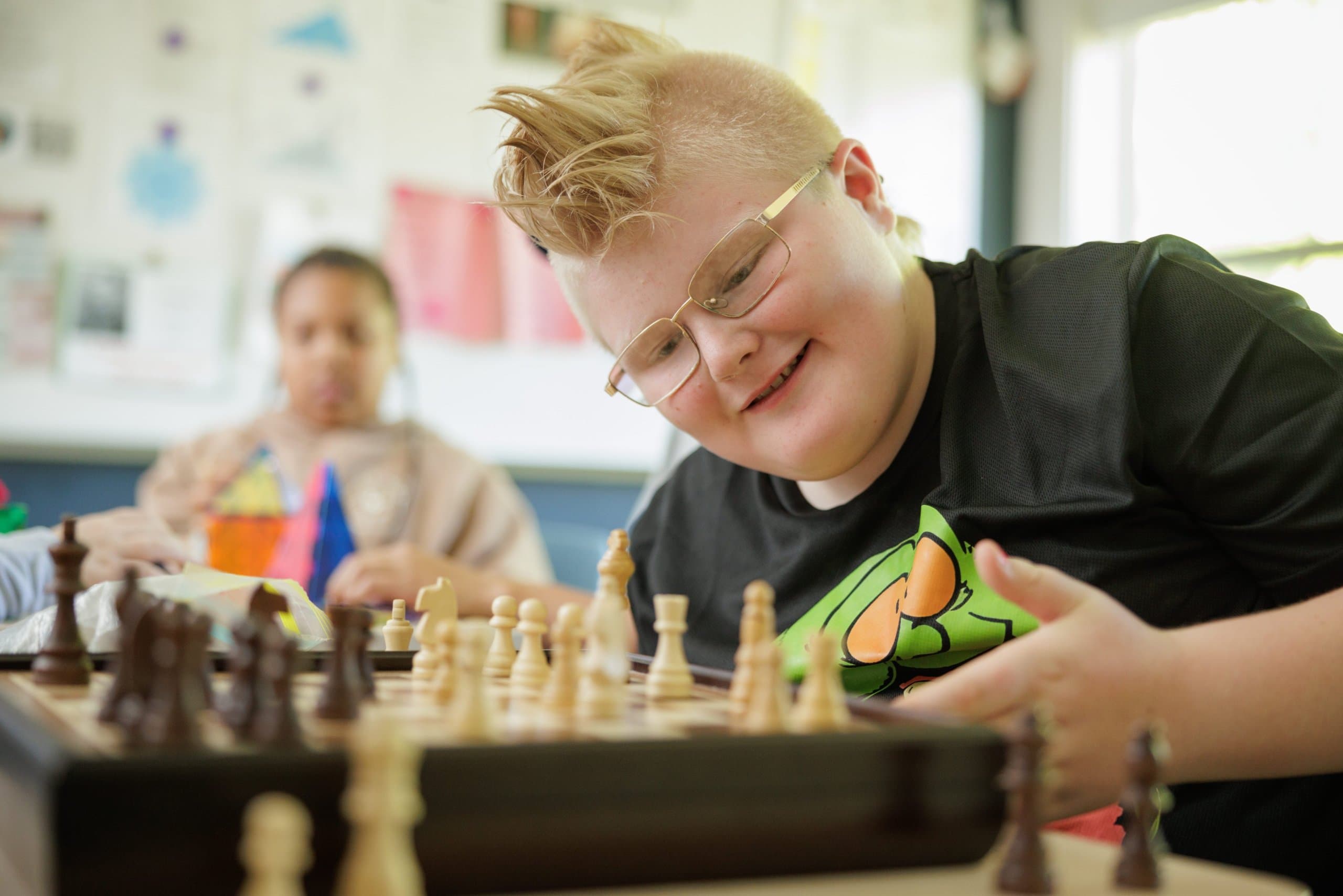 Student playing chess