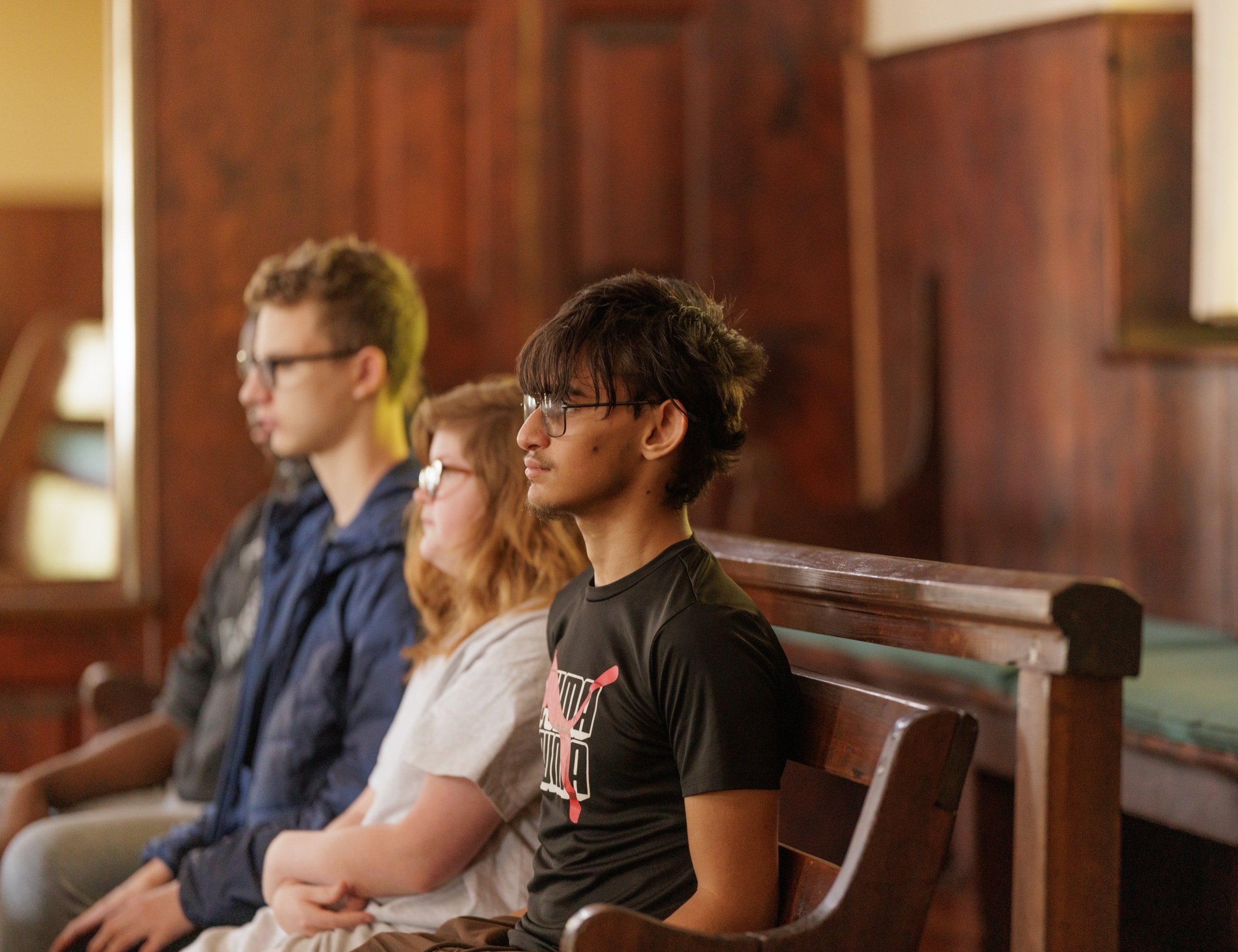 Students sat together on a bench