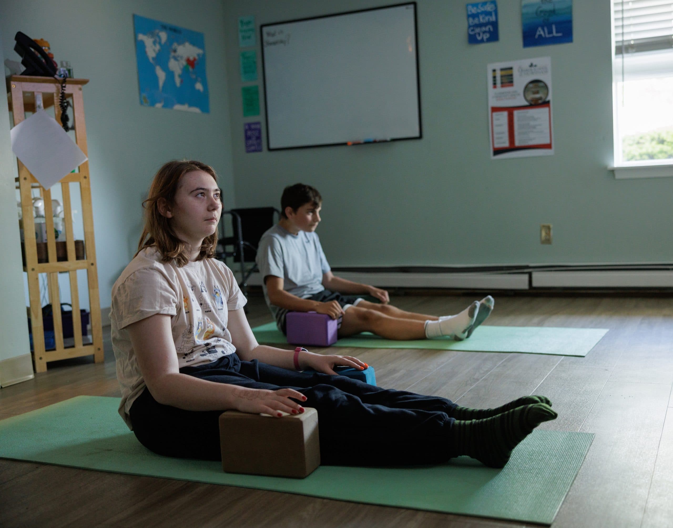 Students doing stretching exercises