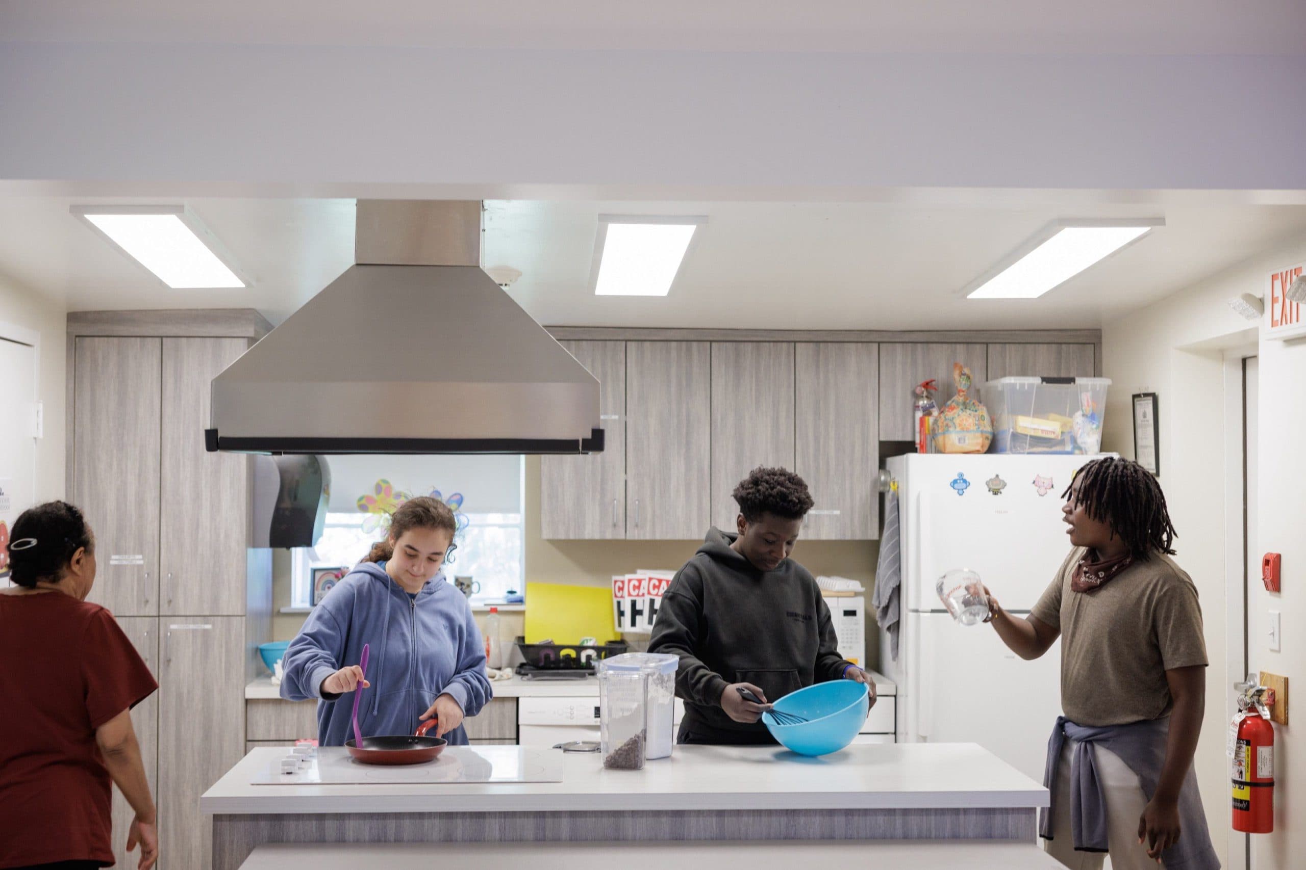 Students working together in the kitchen